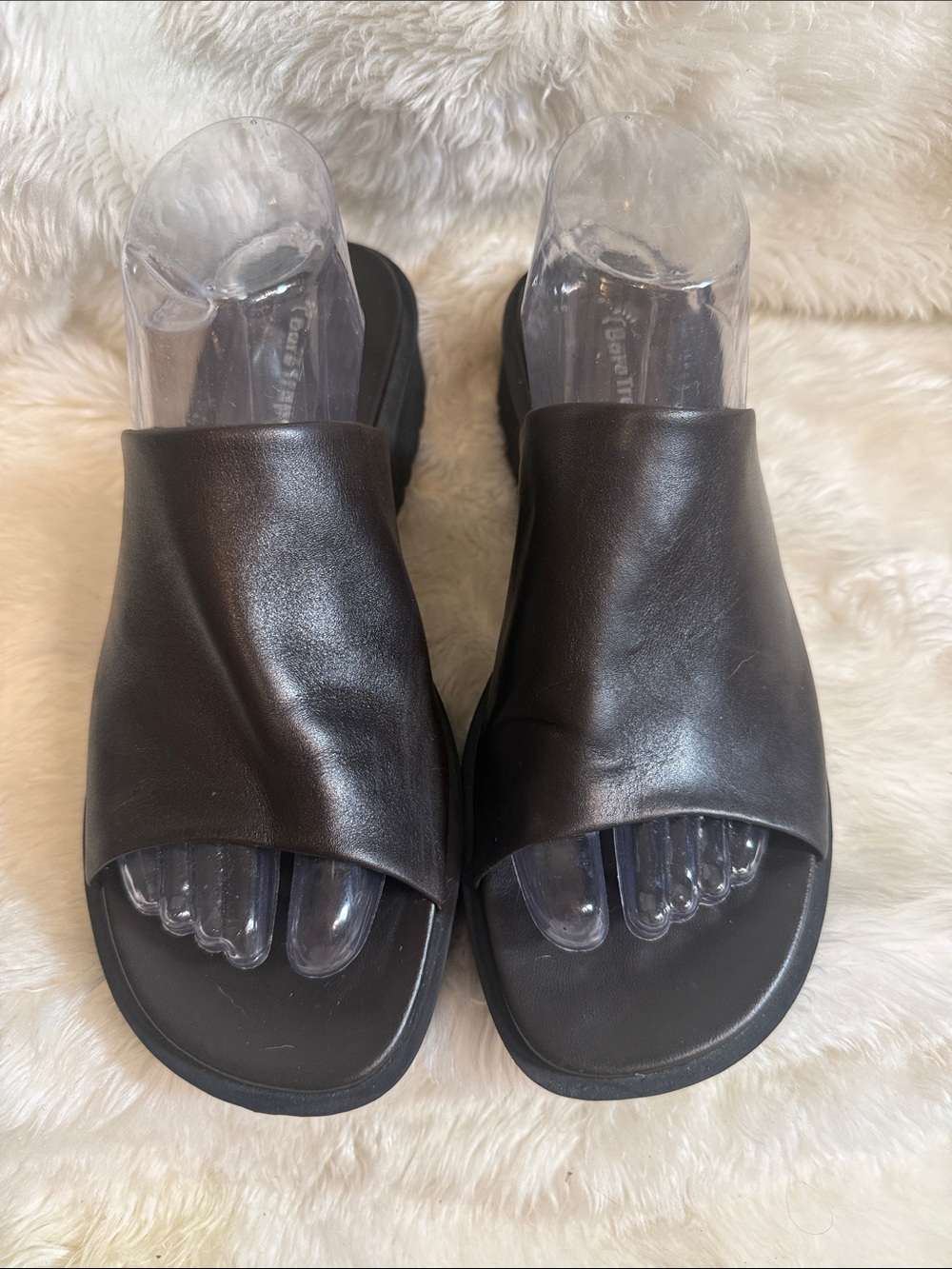 BareTraps Rebecca Black Leather Slide Sandals Womens Size 10M Comfort - Picture 2 of 7